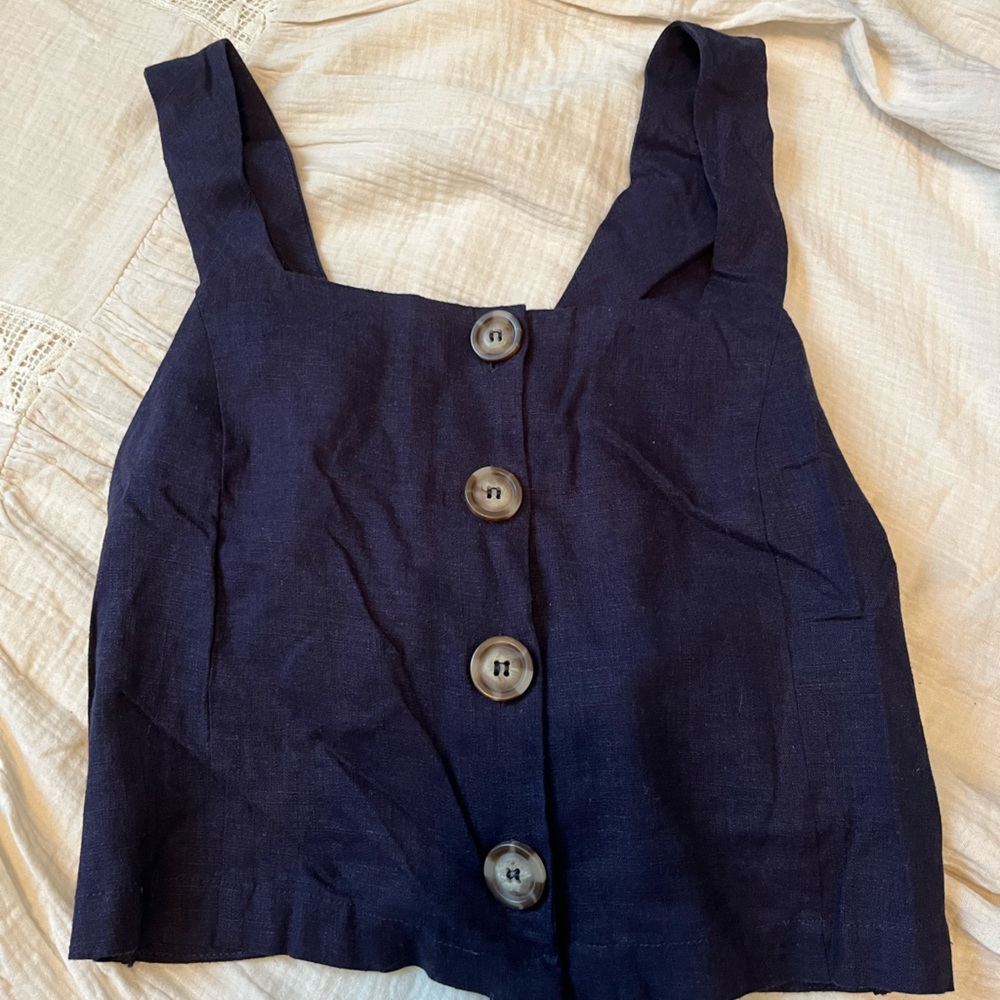 Anthropologie Navy Crop Top Size L NWT